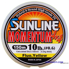 Плетёный шнур  Sunline MOMENTUM 4x4 150 м Fluo Yellow